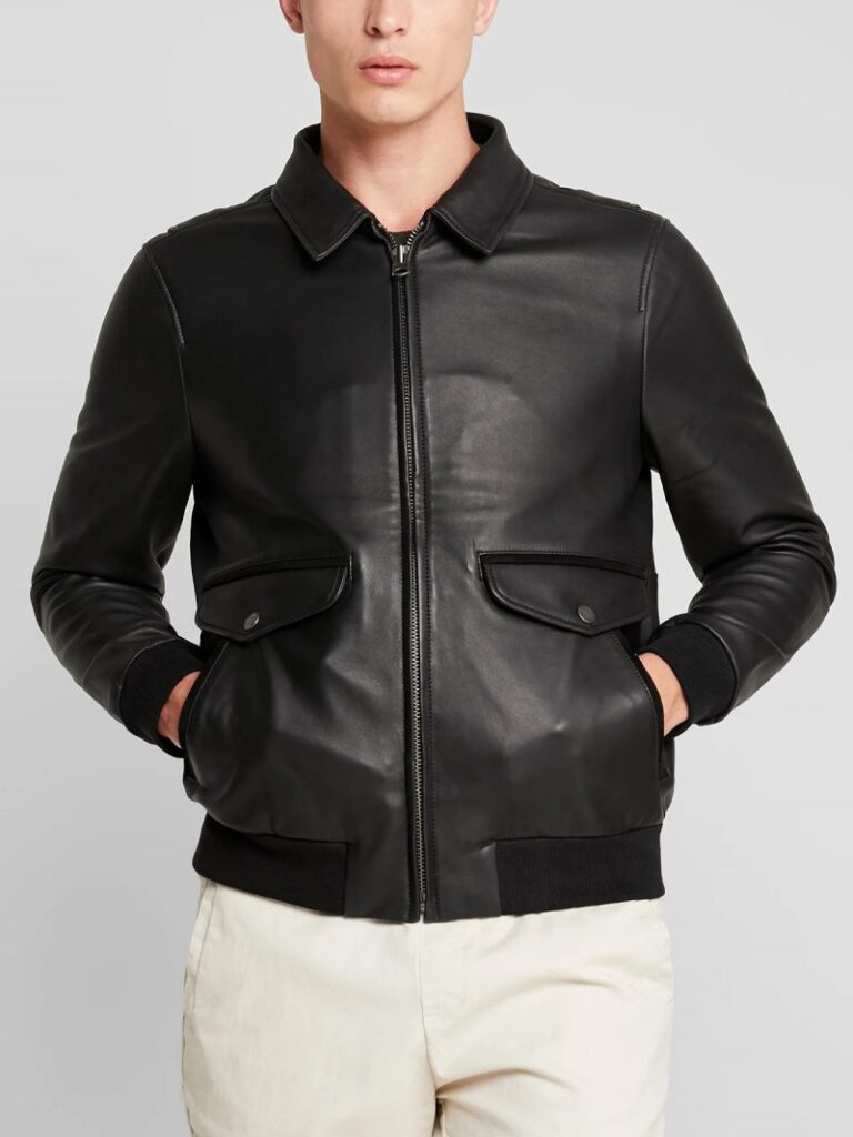 bomber Lambskin Leather Jacket