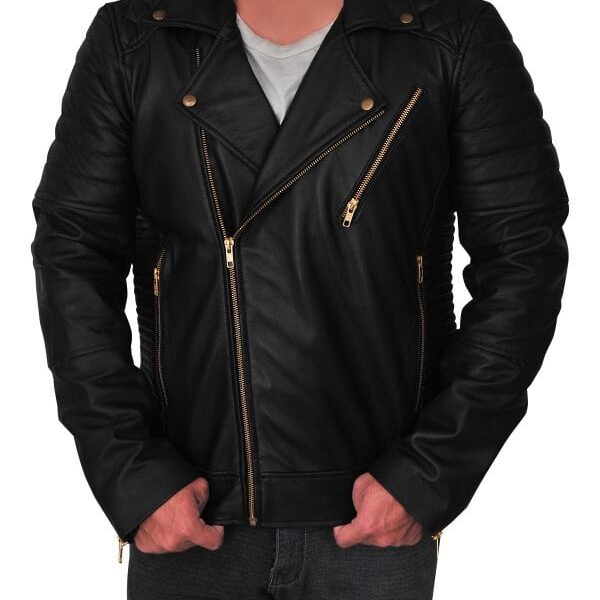 Men Classic Black Brando motorcycle Jacket