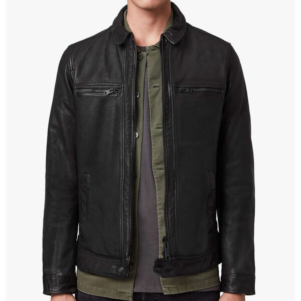 Solid Black fashion Leather Jacket