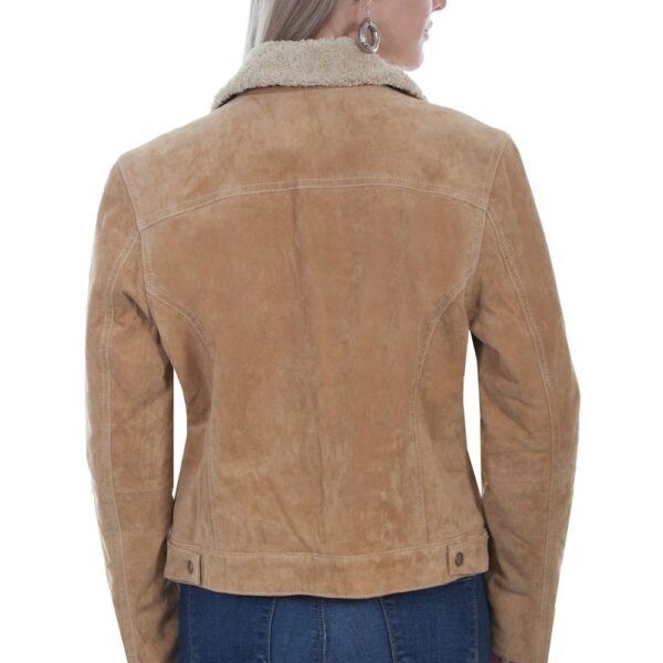 Womens Old Rust Suede Faux Fur leather Jacket