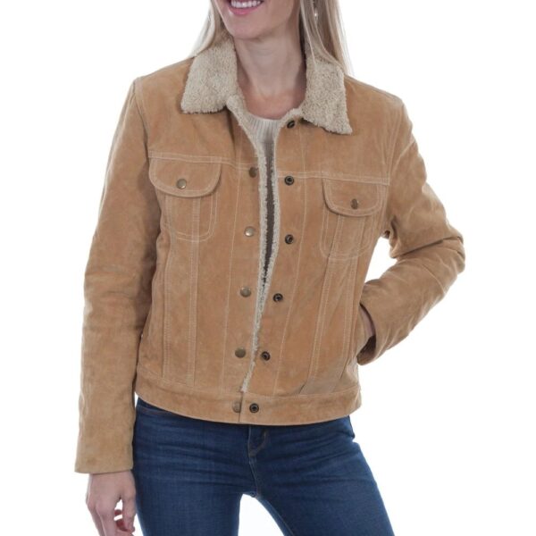 Rust Suede Faux Fur Jean Jacket