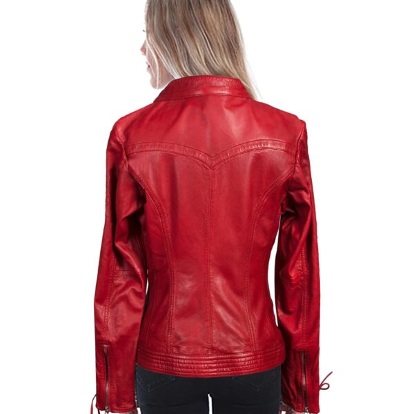 Red Lamb Leather Laced Sleeve Jacket women