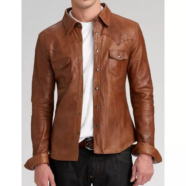 Real Sheepskin Brown Leather Shirt