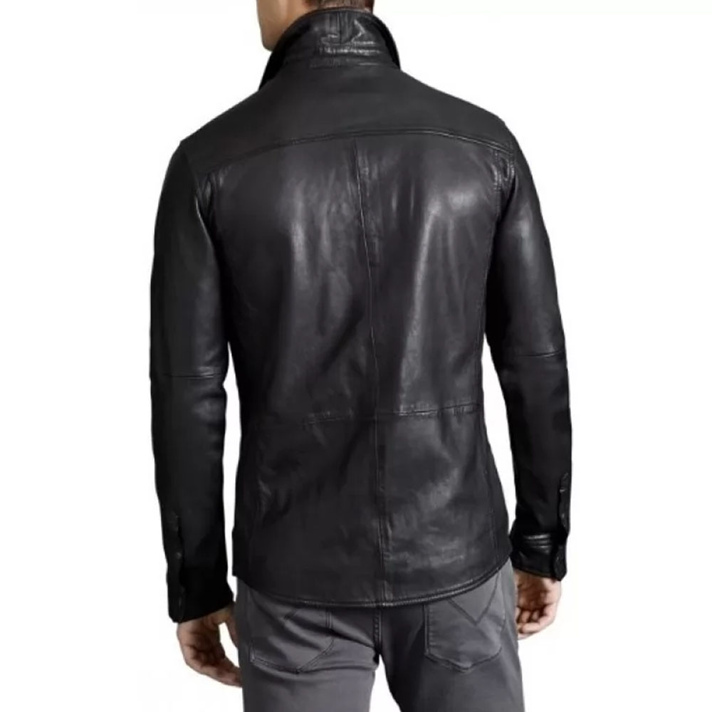 Trendsetting Real Sheepskin Black Leather Shirt