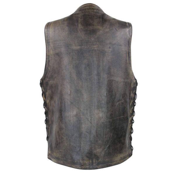 Distressed Brown Multi-Pocket Leather Vest