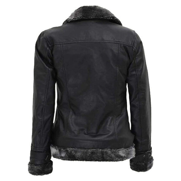 Leather Shearling Jacket With Belted Closure