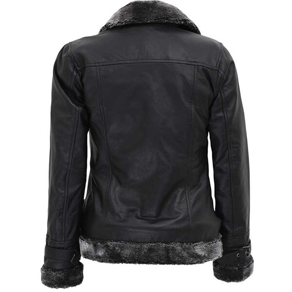 Womens Black Shearling Collar Jacket