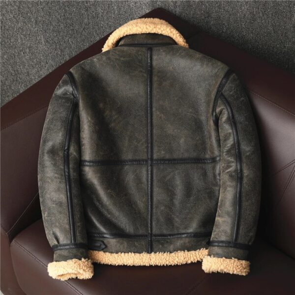 Men's Sheepskin Genuine Leather Jacket Winter Warm Shearling Wool Fur Coat
