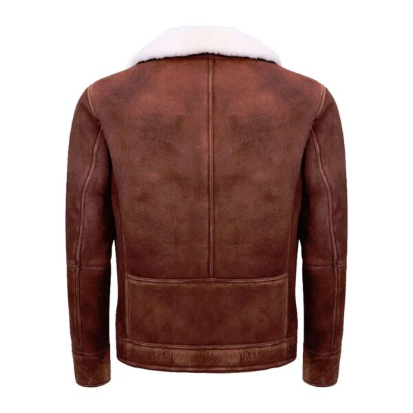 Mens Brown Cream Flying Leather Jacket With Fur