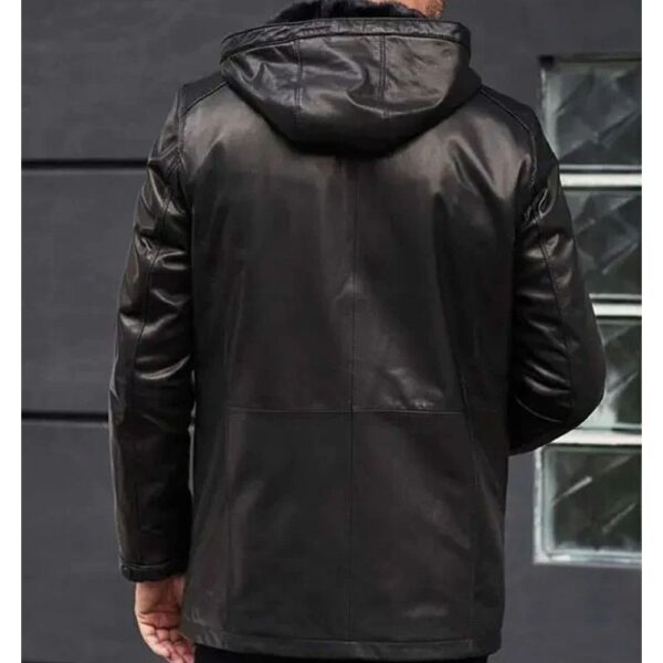 Mink Fur Overcoat Oversize Winter Outwear Long Black Leather Jacket