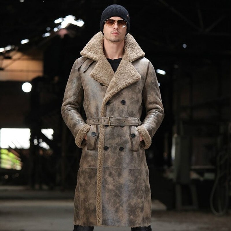 Genuine Fur Leather Windbreaker Coat Fur Jackets and Coats