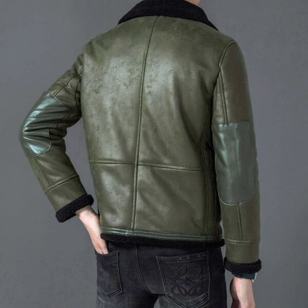 Luxury Brand Men Genuine Sheepskin Leather Military coat