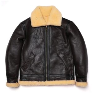 New Brown Shearling Wool Original Ecological Fur Leather Jacket