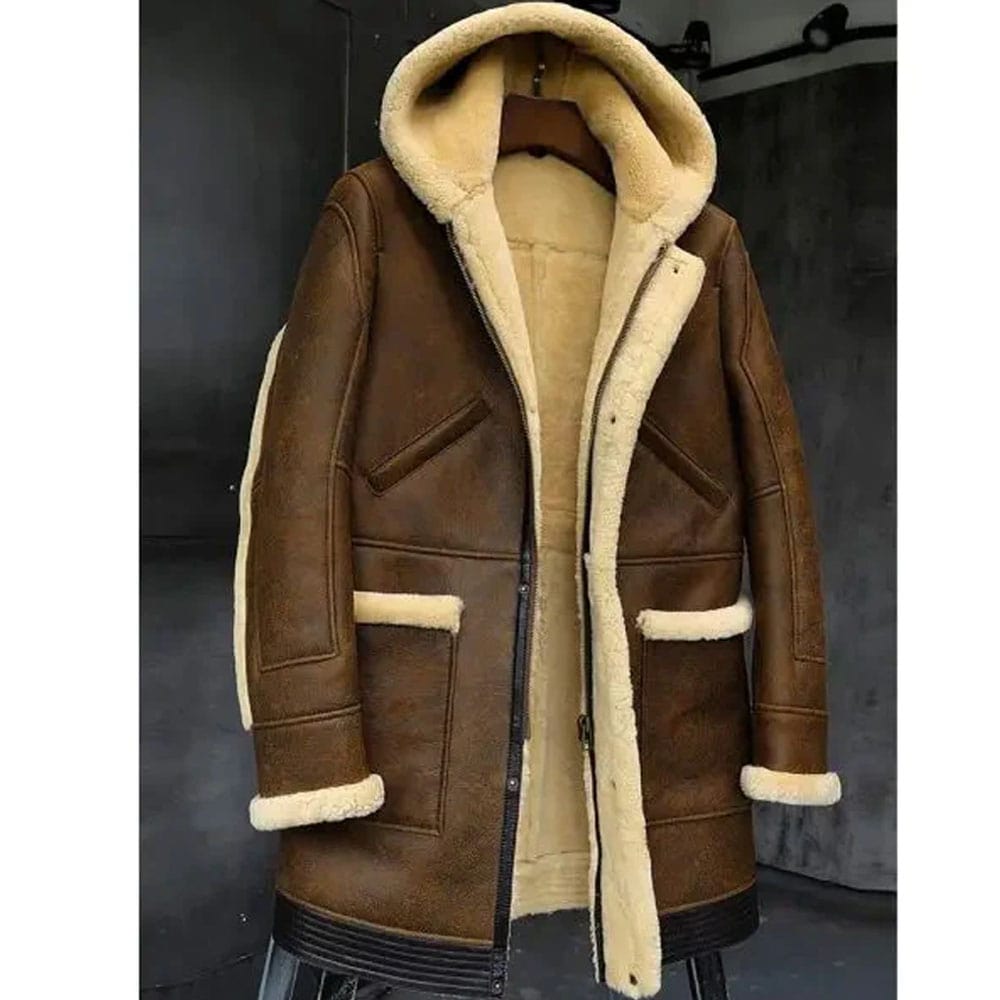 Sheepskin Coat Hooded Leather Jacket Fur Coat