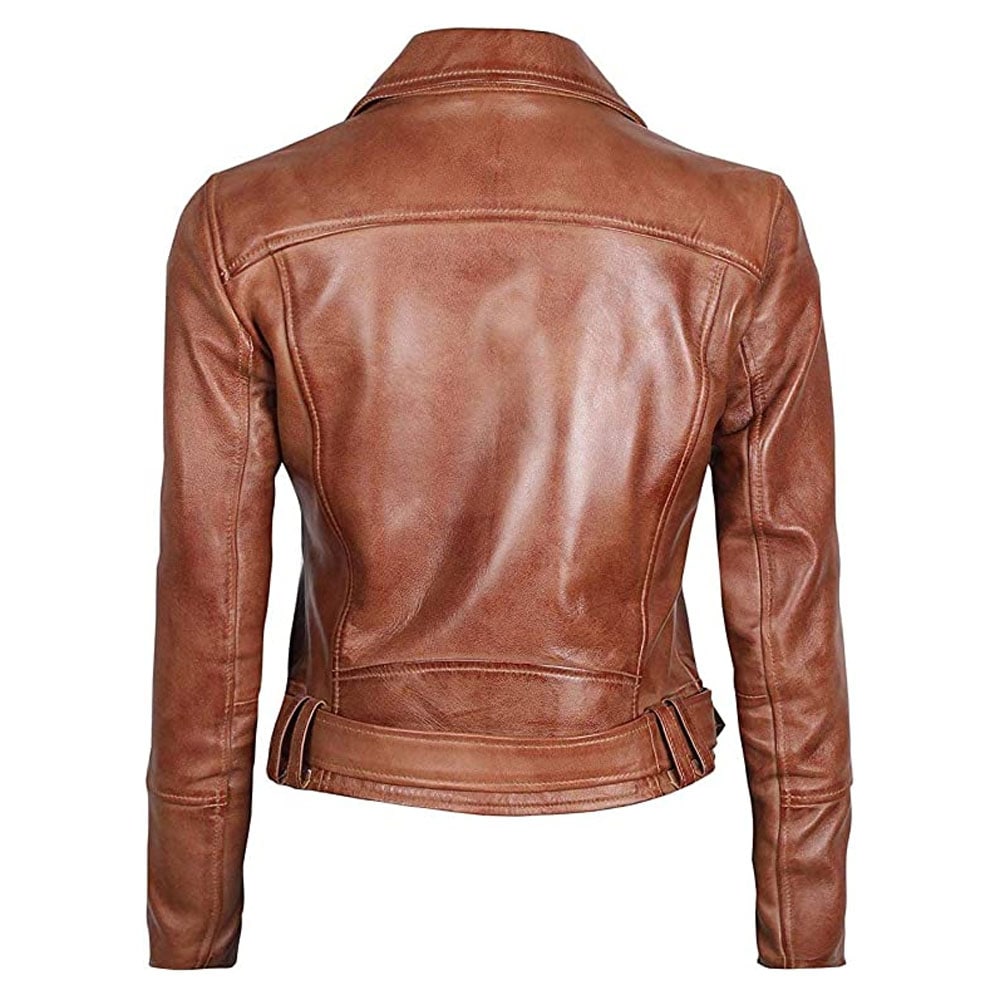 Blingsoul Womens Leather Jacket - Real Lambskin Leather Motorcycle Jacket Women