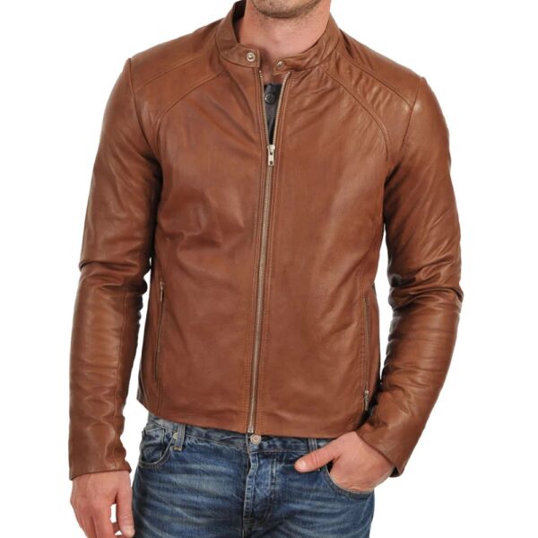 Brown Bomber Biker Tan Leather Jacket