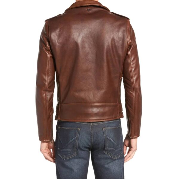 Men brown biker leather jacket