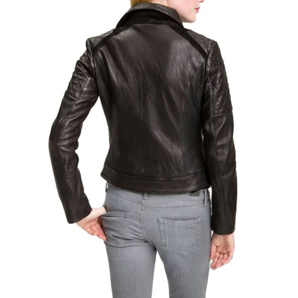 WOMEN VINTAGE DARK BROWN LEATHER FASHION JACKET