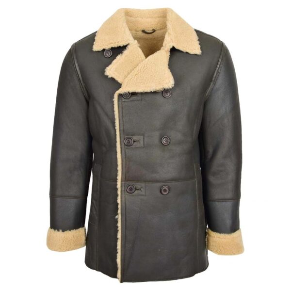 Mens Brown Double Breasted Sheepskin Coat