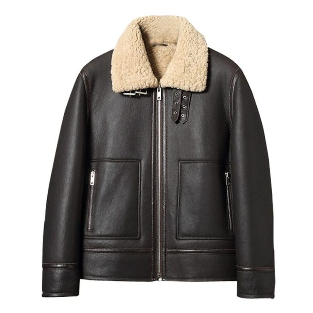 Mens Vintage Sheepskin Shearling Flying Jacket