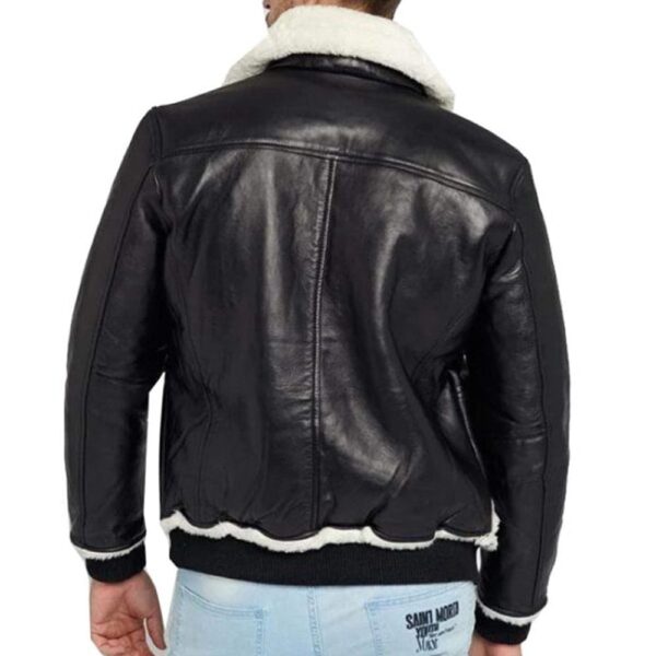 Rib Cuff Shearling Leather Jacket
