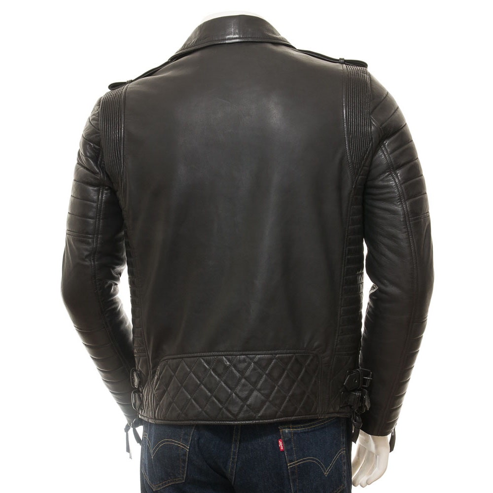 Men's Black Leather Biker Jacket new style biker jacket