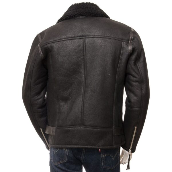 Men's Black Sheepskin Biker Jacket leather motorcycle jacket