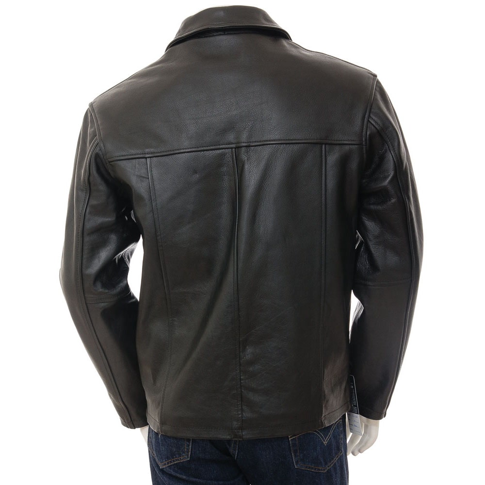 Mens Cowhide Leather Harrington Jacket