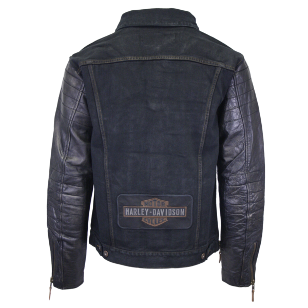 Harley-Davidson Men’s Denim & Leather Sleeve Button Up Jacket