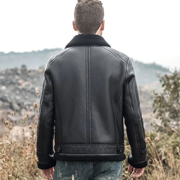 Mens Black Sheepskin Shearling Leather Jacket