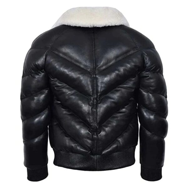 Black v-bomber leather jacket