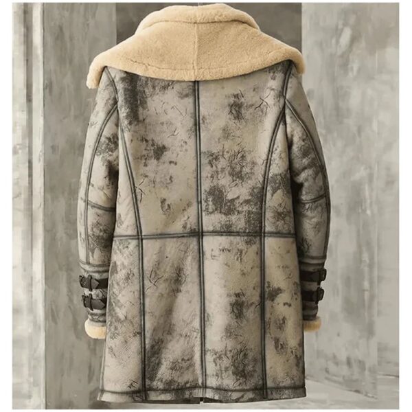 Sheepskin Leather Long Coat with Hood