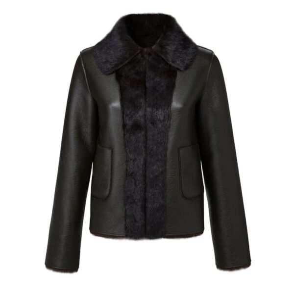 Rose Reversible Olive Leather & Brown Faux Fur Jacket
