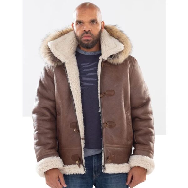 Shearling Sheepskin Aviator Jacket- B3 With Toggles Style