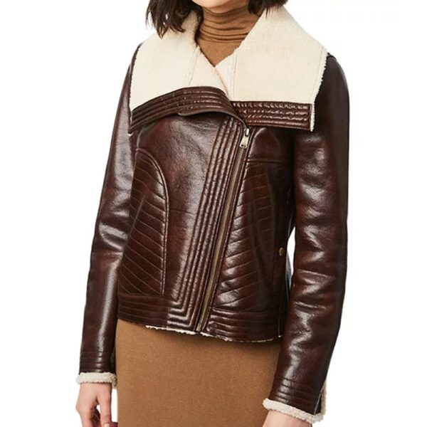 Women’s Moto Faux Shearling Leather Jacket