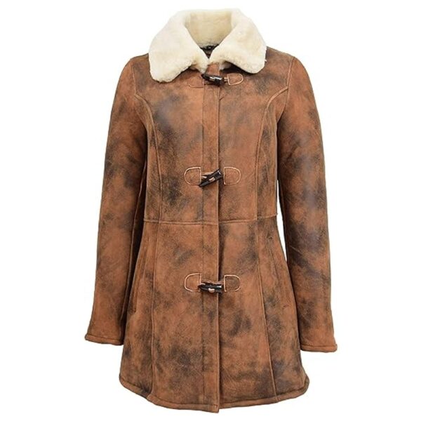 Genuine Sheepskin Duffle Coat For Women