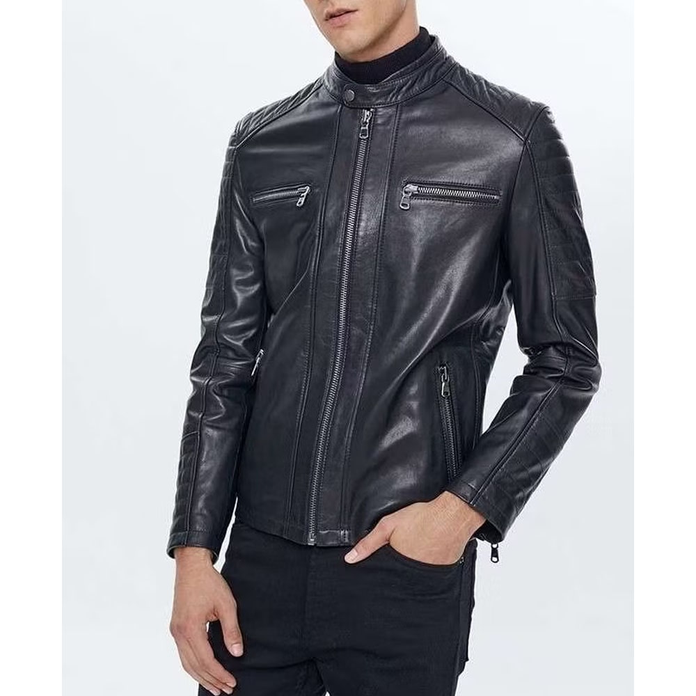 Reefer Vintage Leather Jacket Black for Men