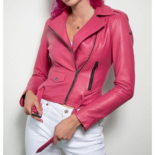 Womens Barbie Doll Pink Leather Jacket