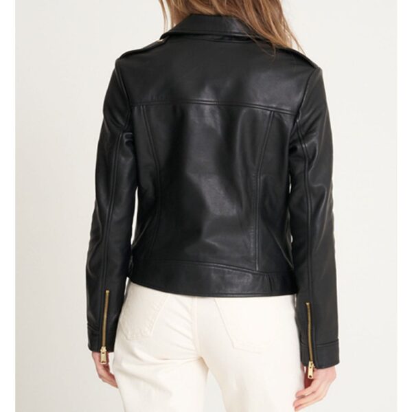 Women’s Gold Trim Leather Biker Jacket
