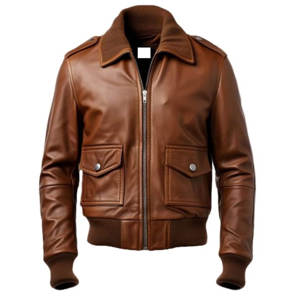 Brown Bomber Aviator Leather Jacket