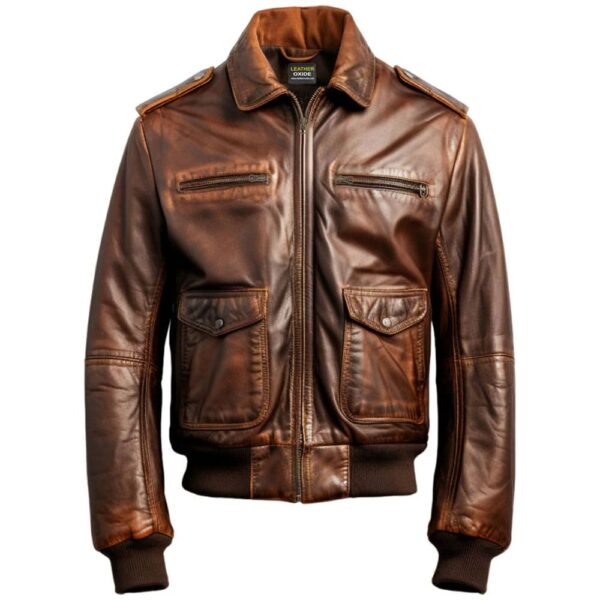 Men 90'S Vintage Bomber Leather Jacket