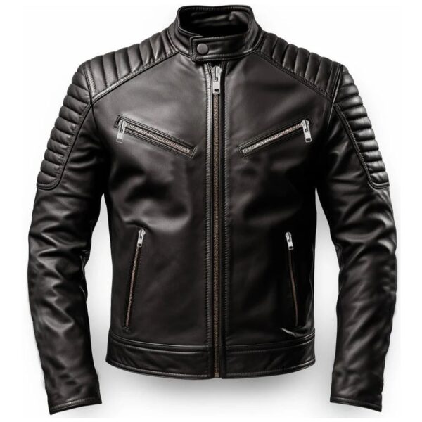 Men Harvey Black Moto Leather Jacket