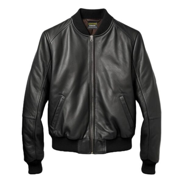 Men Leather Jacket Black Bomber - Leather Jacket Men