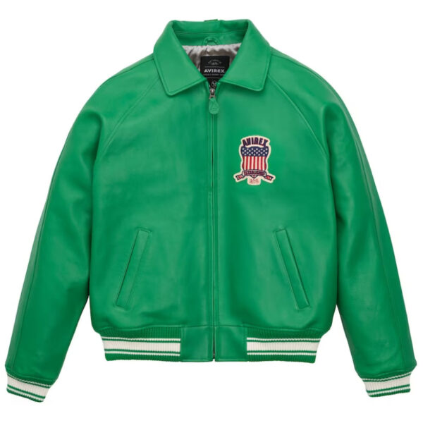 Avirex Men’s New Green American Flight Leather Bomber Jacket