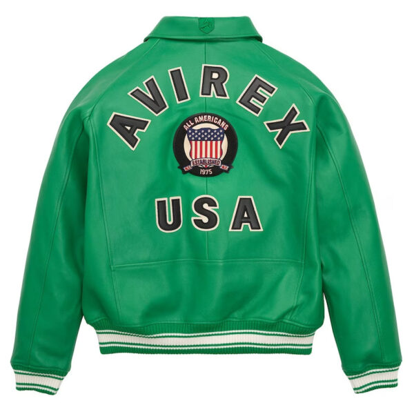 Avirex Men’s New Green American Flight Leather Bomber Jacket