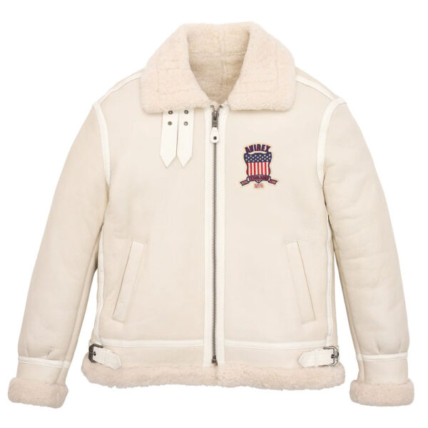 Avirex B3 Bomber Shearling Snow White Leather Jacket