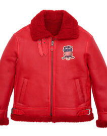 Avirex B3 Bomber Shearling Red Leather Jacket