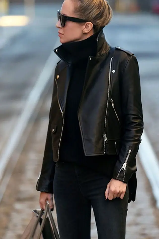 biker leather jacket women